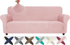 ZNSAYOTX Super Stretch Sofa Cover (72"-92"), New Striped Sofa Covers Fitted Slipcovers with Elastic Bottom, Dog Cat Pets Proof Spandex Washable Fabric Comfortable & Durable (Rose, Sofa)
