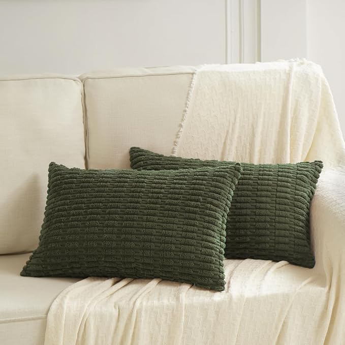 Fancy Homi 4 Packs Decorative Throw Pillow Covers for Living Room Couch Bed, Modern Farmhouse Boho Home Décor Accent Cushion Case, 24" x 16", Olive Green