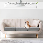 Newwiee 8Pcs Patio Cushion Covers Stretch Outdoor Cushion Cover Replacement for Patio Furniture Sofa Couch Slipcovers, Soft Flexibility Washable Furniture Protector(Waterproof Pure,Light Grey)