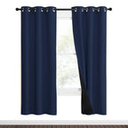 NICETOWN 100% Blackout Curtain Set, Thermal Insulated & Energy Efficiency Window Draperies for Guest Room, Full Shading Panels for Shift Worker and Light Sleepers, Navy Blue, 37W x 70L, 2 PCs