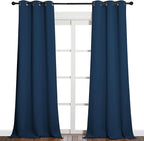 NICETOWN Patio Blackout Curtains - Glass Door Drapes, Privacy Panel for Bedroom, Living & Dining Room (Moroccan Blue, 42 x 95 Inches, 1 Pair)