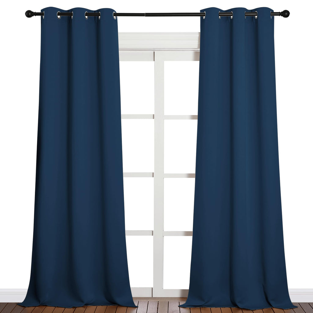NICETOWN Patio Blackout Curtains - Glass Door Drapes, Privacy Panel for Bedroom, Living & Dining Room (Moroccan Blue, 42 x 95 Inches, 1 Pair)