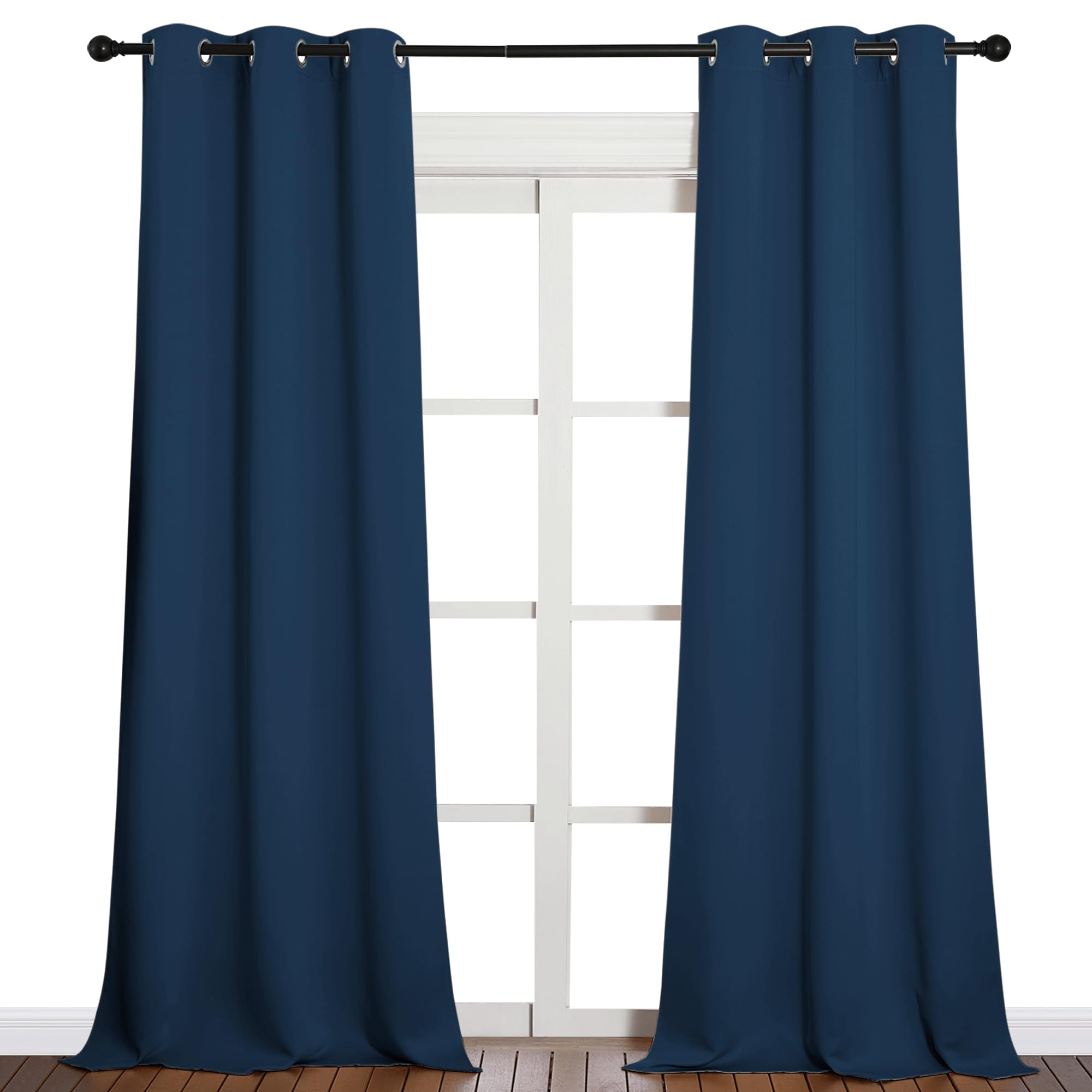 NICETOWN Patio Blackout Curtains - Glass Door Drapes, Privacy Panel for Bedroom, Living & Dining Room (Moroccan Blue, 42 x 95 Inches, 1 Pair)