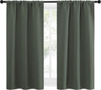 NICETOWN Bedroom Curtains Blackout Draperies - All Season Thermal Insulated Solid Rod Pocket Top Blackout Curtains/Drapes for Kid's Room (Dark Mallard, 1 Pair, 34 x 54 Inch)