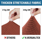 H.VERSAILTEX 3 Piece Stretch Sofa Covers for 2 Cushion Loveseat Couch Covers for Living Room Sofa Slipcovers (Base Cover Plus 2 Seat Cushion Covers) Thicker Jacquard Fabric(Medium Sofa, Rust)