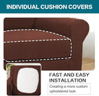 Turquoize 2 Piece Chair Covers Armchair Slipcovers for Living Room Armchair Sofa Cover with Individual Cushion Covers Feature Jacquard Fabric (Chair, Burnt Brick)
