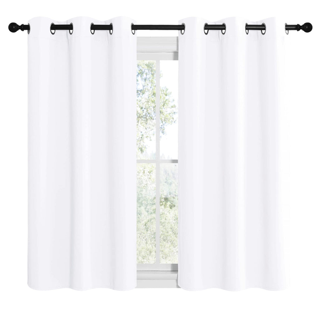 NICETOWN White Window Curtain Panels 50 inch Length, 50% Light Blocking Curtains for Bedroom & Dining Room Window (Set of 2, 42 inches x 50 inches)