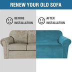 H.VERSAILTEX Stretch Velvet Sofa Covers Large Couch Covers Sofa Slipcovers Furniture Protector Soft with Non Slip Elastic Bottom, Feature Thick Comfy Rich Velour (XL Sofa, 98"-105", Peacock Blue)
