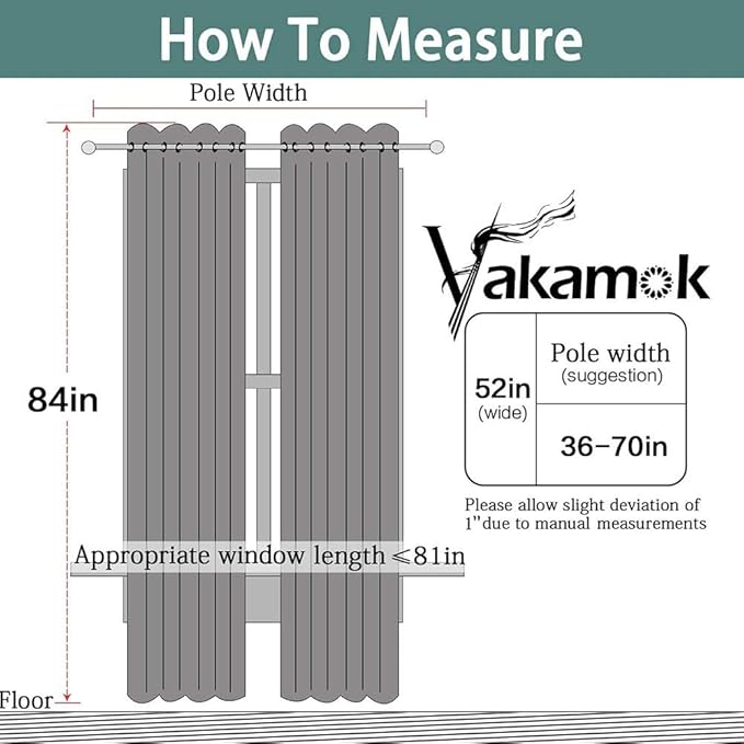 Yakamok Dove Grey 100% Blackout Curtains Grommet Window Treatments with 2 Thick Layers-Light Gray Room Darkening Thermal Insulated Drapes Set of 2 for Bedroom Living Room 52 Inches by 84 Inches length