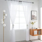 SpaceDresser Basic Rod Pocket Sheer Voile Window Curtain Panels White 1 Pair 2 Panels 38 Width 84 Inch Long for Kitchen Bedroom Children Living Room Yard(White,38 W x 84 L)