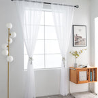 SpaceDresser Basic Rod Pocket Sheer Voile Window Curtain Panels White 1 Pair 2 Panels 60 Width 108 Inch Long for Kitchen Bedroom Children Living Room Yard（White，60Wx 108L）