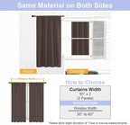 Simplebrand Ava Blackout Curtains for Patio 108 Inches Long 2 Panels Set, Solid Thermal Insulated Room Darkening Rod Pocket Window Treatment Curtains Blackout Drapes, W50 x L108 Inch, Chocolate