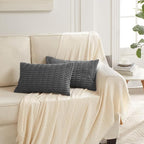 Fancy Homi 4 Packs Dark Grey Decorative Throw Pillow Covers 16x24 Inch for Couch Bed, Rustic Modern Farmhouse Boho Home Decor, Soft Plush Corduroy Gray Cute Square Accent Cushion Case 40x60 cm