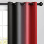 Yakamok Blackout Ombre Red and Black Curtains for Bedroom, Gradient Room Darkening Curtains, Grommet Thermal Insulated Light Blocking Window Drapes/Curtain for Living Room,52 x 84 Inch,2 Panels