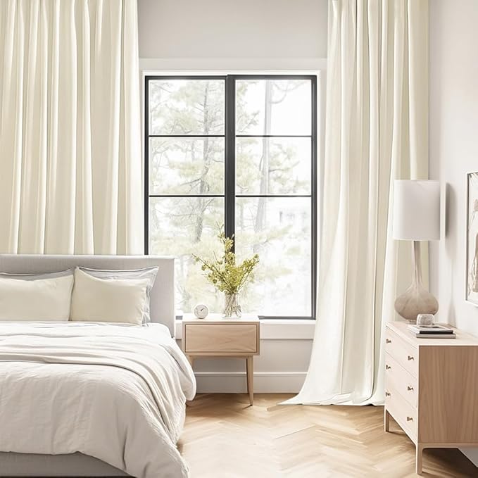 MIULEE Birch Back Tab Blackout Curtains 84 Inch Length 2 Panels Set for Living Room Bedroom Privacy, Rod Pocket/Pinch Pleat Thermal Insulated Room Darkening Pleated Light Blocking Drapes