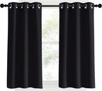 NICETOWN Blackout Bedroom Curtains for Windows 40 inch Long, Black, 2 Panels, 34 in Wide, Solid Thermal Insulated Grommet Light Reducing Black Panels Window Treatment for Kitchen/Cafe