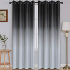 SimpleHome Ombre Room Darkening Curtains for Bedroom, Gradient Black to Gray White Light Blocking Thermal Insulated Grommet Window Curtains/Drapes for Living Room,2 Panels, 52x96 inches Length