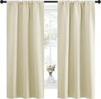 NICETOWN Bedroom Curtains for Kids Room, Window Treatment Thermal Insulated Solid Room Darkening Drape Panels for Girls Room (Beige, Set of 2, 34 inches Width by 63 inches Length)