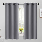 Yakamok 63 Inch Length Grey Blackout Curtains for Bedroom, Thermal Insulated Room Darkening Grommet Top Window Drapes for Living Room,42W x 63L,2 Panels