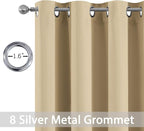 Yakamok Curtains 63 Inch Length Room Darkening Thermal Insulated Window Treatment Curtain Drapes with Grommet for Living Room(2 Panels,52Wx63L, Beige)
