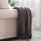 BOURINA Green Throw Blanket 50x60 Inch Boho Knitted Soft Throw Sofa Blanket