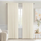 MIULEE Birch Back Tab Blackout Curtains 84 Inch Length 2 Panels Set for Living Room Bedroom Privacy, Rod Pocket/Pinch Pleat Thermal Insulated Room Darkening Pleated Light Blocking Drapes