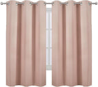LEMOMO Blackout Curtains 42 x 63 inch/Blush Curtains Set of 2 Panels/Thermal Insulated Room Darkening Bedroom Curtains
