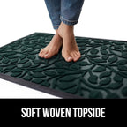 GORILLA GRIP 100% Waterproof All-Season WeatherMAX Doormat, 47x35, US Designed Natural Rubber, Stain and Fade Resistant, Low Profile Indoor Outdoor Door Mats, Easy Clean Patio Mat, Moss Vine Leaves