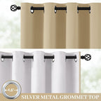 Yakamok 100% Blackout Curtain Panels 72 inches Cold and Light Blocking Drapes for Nursery, 2 Thick Layers Thermal Insulated Draperies (2 Pieces, 50 Wide Each Panel, Beige Front with White Backing)