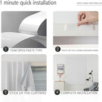 Sovtfides Blackout Curtains for Bedroom Sticky Curtain Blackout Window Cover Self Adhesive Curtains Rod No Drillng, 47" W X 96" L, Light Grey, 1 Panel