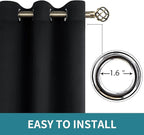 BGment Blackout Curtains - Grommet Thermal Insulated Room Darkening Bedroom and Living Room Curtains, Set of 2 Panels (52 x 108 Inch, Black)