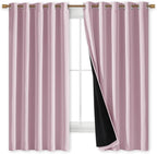 NICETOWN 100% Blackout Window Curtain Panels, Heat and Cold Blocking Drapes with Black Liner for Nursery, 84 inches Thermal Insulated Draperies (Lavender Pink, 2 Pieces, 70 inches Wide Each Panel)