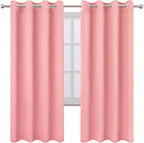 LEMOMO Blackout Curtains 66 x 72 Inch Long Pink Curtains Set of 2 Panels Room Darkening Curtains for Bedroom and Living Room