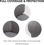 PureFit Super Stretch 4 Seater Sofa Slipcover – Spandex Non Slip Soft Couch Sofa Cover, Washable Furniture Protector with Non Skid Foam and Elastic Bottom for Kids, Pets （XX Large, Light Gray）