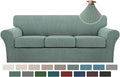 Turquoize 4 Piece Sofa Covers for 3 Cushion Couch Sofa Slipcover Soft Couch Cover for Dogs-Washable Sofa Furniture Covers with 3 Individual Cushion Covers,Jacquard Fabric (3 Cushion Sofa, Dark Cyan)