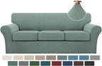 Turquoize 4 Piece Sofa Covers for 3 Cushion Couch Sofa Slipcover Soft Couch Cover for Dogs-Washable Sofa Furniture Covers with 3 Individual Cushion Covers,Jacquard Fabric (3 Cushion Sofa, Dark Cyan)