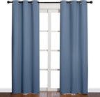 NICETOWN Triple Weave Thermal Insulated Ring Top Blackout Window Curtains for Guest Room (Stone Blue, Double Panels, 42 inches x 84 inches)