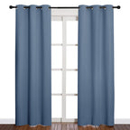 NICETOWN Triple Weave Thermal Insulated Ring Top Blackout Window Curtains for Guest Room (Stone Blue, Double Panels, 42 inches x 84 inches)