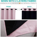 NICETOWN 100% Blackout Room Warming Lined Curtains, Totally Darkness Drapes, Thermal Insulated Drapes for Daughters Nursery (Lavender Pink, 1 Pair, 42 inches Width x 63 inches Length Each Panel)