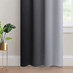 Yakamok Light Blocking Ombre Curtains, Greyish White and Black Gradient Color Curtains, Room Darkening Grommet Window Drapes for Bedroom(Black, 52x90 Inch, 2 Panels)