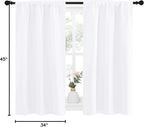 NICETOWN White Curtains for Kitchen Window, Home Decoration Light Filtering Curtains & Drapes for Small Window (34 in x 45 in (W x L), 1 Pair)