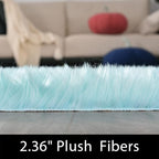 Latepis Blue Fur Circle Round Rugs 4ft Faux Sheepskin Rug Washable Fluffy Bedroom Rug Soft Bedside Boho Rugs Cute Room Décor