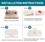 Turquoize 4 Piece Sofa Covers for 3 Cushion Couch Sofa Slipcover Soft Couch Cover for Dogs-Washable Furniture Cover with 3 Individual Covers (3 Cushion Sofa, Cream)