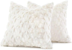 decorUhome St. Patrick’s Day Shamrock Pillow Covers 18x18 Inch Set of 2, Soft Plush Faux Wool Cream White Throw Pillow Covers, Farmhouse Spring Holiday Decor for Sofa Living Room