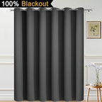 Yakamok Extra Wide Blackout Full Shading Curtains for Patio Door, Thermal Backing Sliding Glass Door Drape, Privacy Assured Window Treatment, Room Divider Curtains,Dark Grey, W100 x L108, 1 Panel