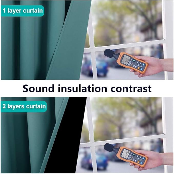 NICETOWN 100% Blackout Curtain Panels, Thermal Insulated Black Liner Curtains for Nursery Room, Noise Reducing and Cold Blocking Drapes for Windows (Set of 2, Sea Teal, 42-inch Wide x 63-inch Long)