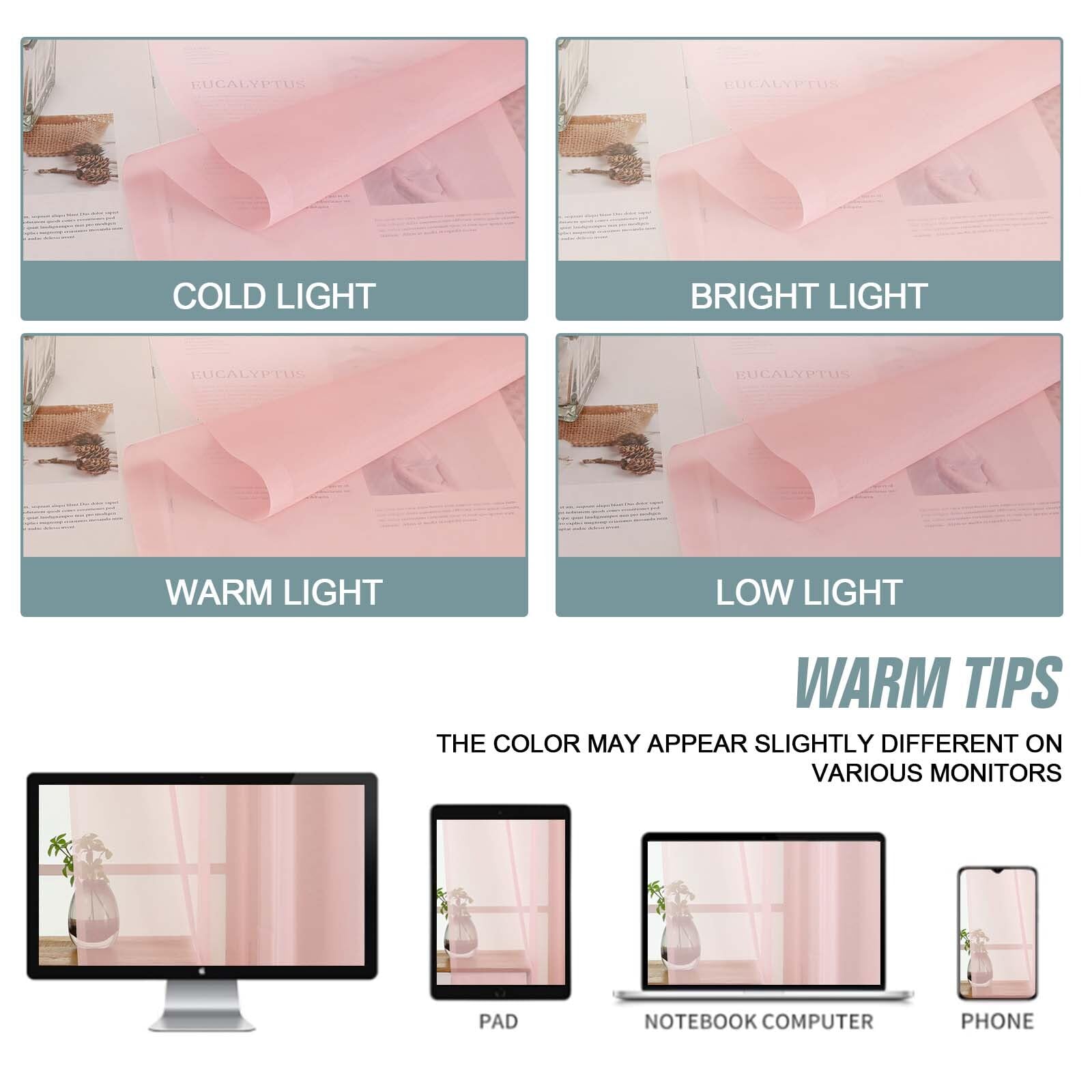 Ebesto Blush Pink Sheer Curtains 90 Inches Long 2 Panels, Light Filtering Solid Sheer Curtains for Bedroom Living Room, Lightweight Soft Airy Voile Sheer Drapes, Dual Rod Pocket, 2x42Wx90L Inches