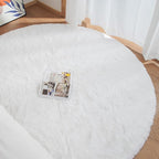 ORINOVA White Faux Rabbit Washable Fur Area Rugs Circle Rugs for Living Room Bedroom Teen Room Fluffy Area Rug 3ft Round Rug