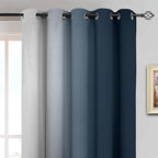 Yakamok Room Darkening Ombre Curtains 84 Inch Length, Navy Blue and Greyish White Thermal Insulated Gradient Color Curtains,Light Blocking Grommet Window Drapes for Bedroom,62 Inch Width,2 Panels