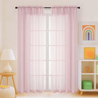 Blush Sheer Curtains for Window 72 inches Long 2 Panels Set, Soft Airy Modern Light Filtering Sheer Curtains for Living Room Bedroom, Dual Rod Pocket Solid Window Drapes, 2x42Wx72L inches